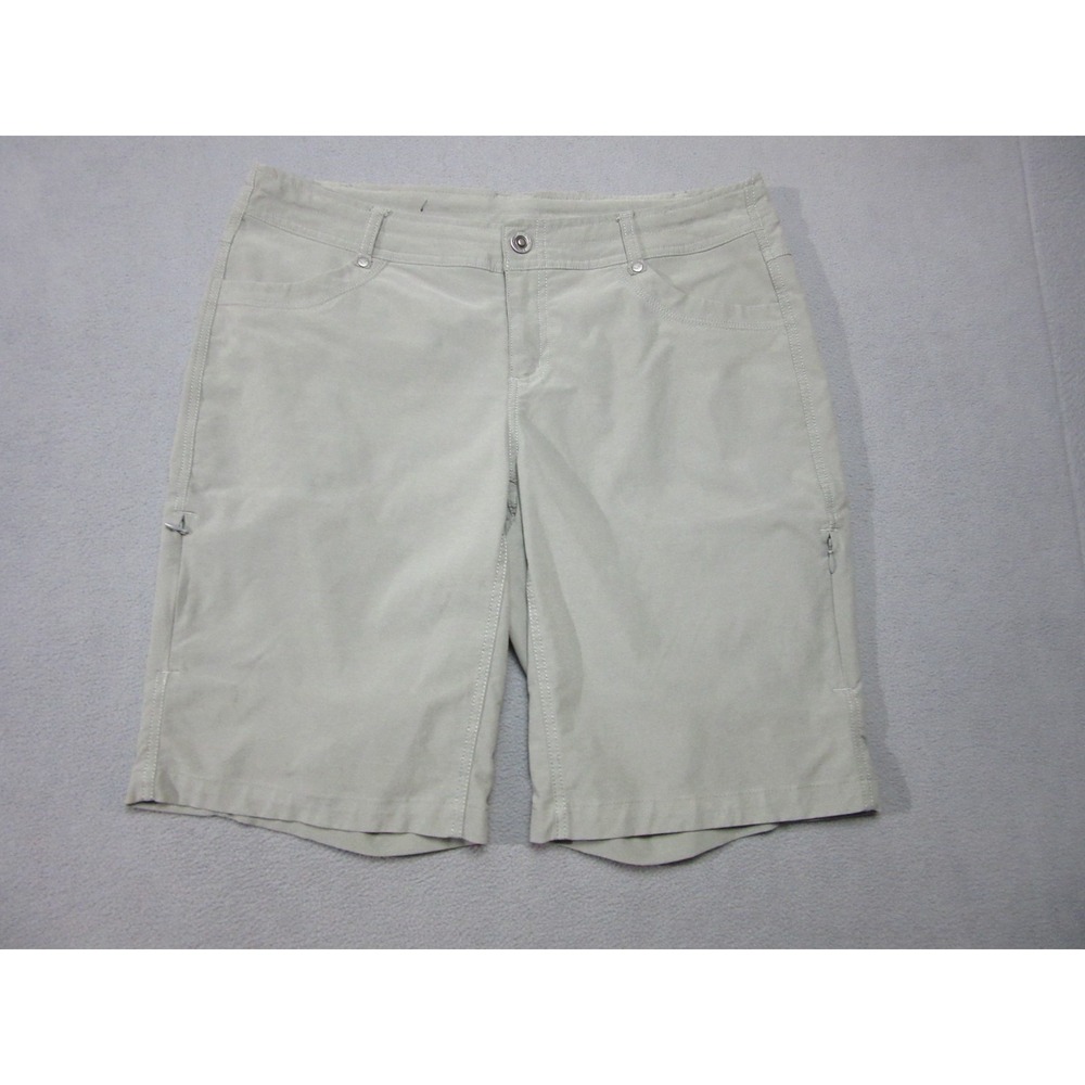 Kuhl Shorts Womens 12 Beige Zip Cargo Pockets Drawstring Patch Logo Outdoor